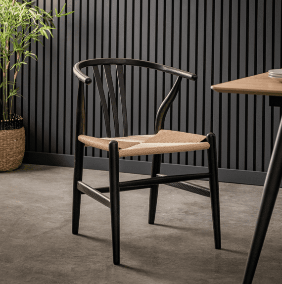 Black Wishbone Back Chair (PACK OF 2) - Prestige French Furniture