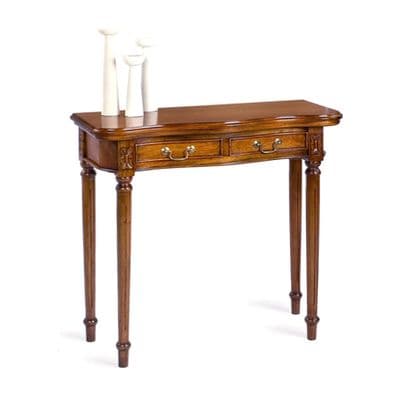 Classic Mahogany French Console Table with 2 Drawers
