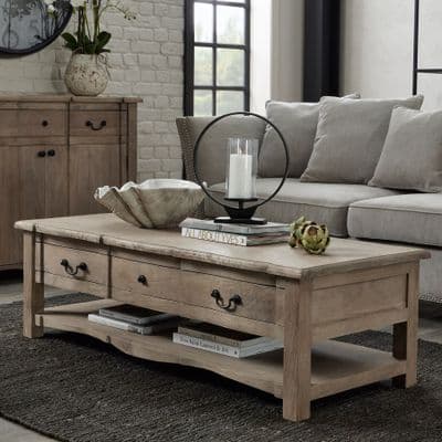 Dominique French Style Coffee Table with Drawers