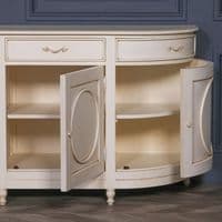 Ivory French Style Distressed Curved Sideboard - Prestige French Furniture