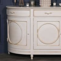 Ivory French Style Distressed Curved Sideboard - Prestige French Furniture