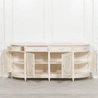 Ivory French Style Distressed Curved Sideboard - Prestige French Furniture