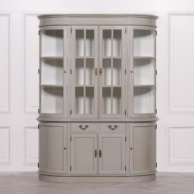 Large Grey French Style Display Cabinet