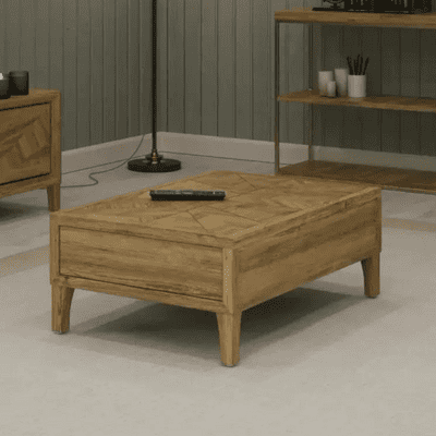 Lille Parquet Top Rectangular Contemporary Coffee Table