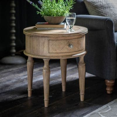 Lovell Contemporary Round One Drawer Side Table