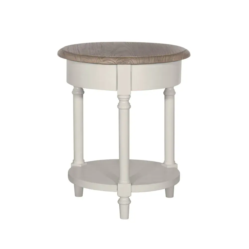 Lyon Contemporary French Round Light Grey Side Table Prestige French