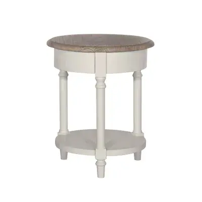 Lyon Contemporary French Round Light Grey Side Table