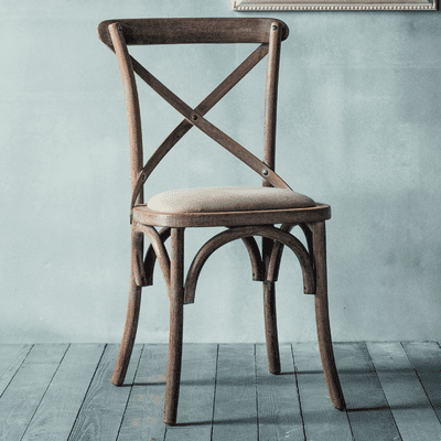 Natural Café Chair With Linen Seat (PACK OF 2)