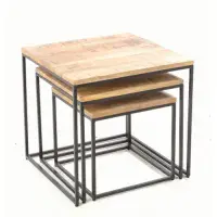 Nest of Tables with Square Metal Frame - Prestige French Furniture