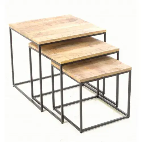 Nest of Tables with Square Metal Frame - Prestige French Furniture