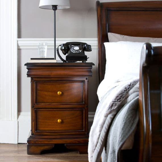 Normandie French Sleigh Bedside Table - Prestige French Furniture