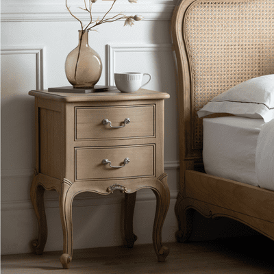Provence Weathered French 2 Drawer Bedside Table