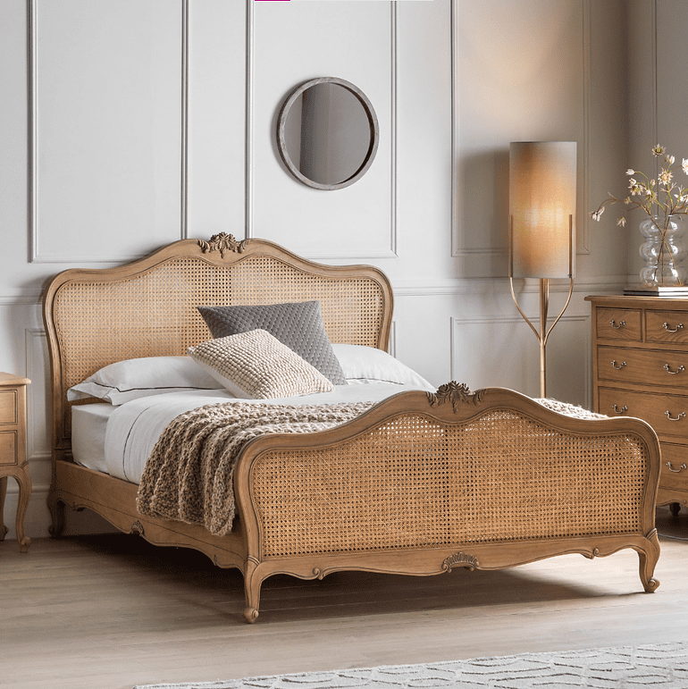 French Rattan Provence Weathered French Style Rattan Bed - Prestige French Furniture