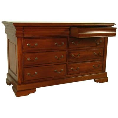 Repro Sleigh French 8 Drawer Wide Bedroom Chest