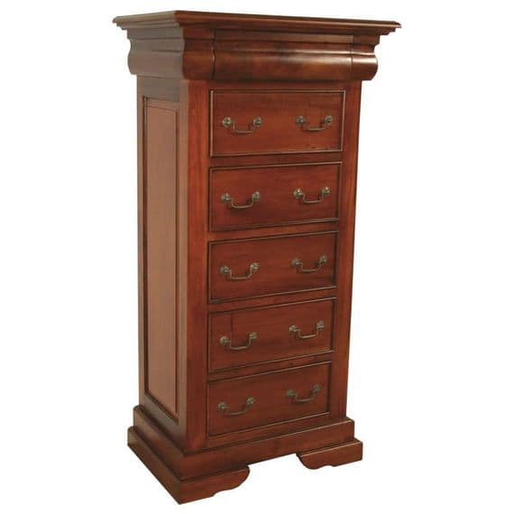 Repro Sleigh French Tall 6 Drawer Bedroom Chest - Prestige French Furniture
