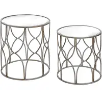 Set of Two Silver Mirrored Side Tables - Prestige French Furniture