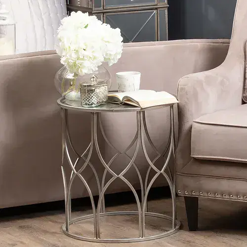 Set of Two Silver Mirrored Side Tables - Prestige French Furniture