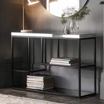 Venetian Mirrored Console Table - Black