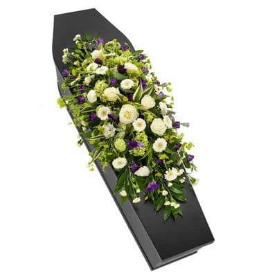 Purple & White Coffin Spray