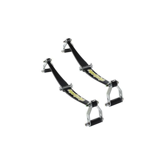 SuperSprings® are a unique and patented self-adjusting suspension stabilizing system for vehicles with rear leaf springs, designed to level loads and reduce body roll. SuperSprings® provide users extra load support and reduce body roll without compromising ride quality. They are manufactured using a variety of different sized springs to support multiple applications. All SuperSprings® are manufactured in the U.S.A. from SAE5160H high grade, shot peened steel.