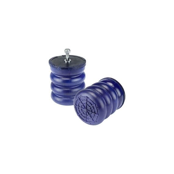 SumoSprings® are a patented suspension product designed to enhance load carrying ability, stabilize sway, and improve overall driver control and ride comfort. They are maintenance free, do not leak air, and do not require airlines or compressors. SumoSprings® are manufactured in a variety of heights, diameters and densities to support multiple front and rear applications. They are manufactured from proprietary closed micro-cellular urethane providing a smooth and progressive spring rate with superior damping properties.