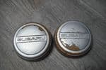 2  GENUINE SUBARU FORESTER 1997-2001 STEEL WHEEL HUB CAP TRIMS