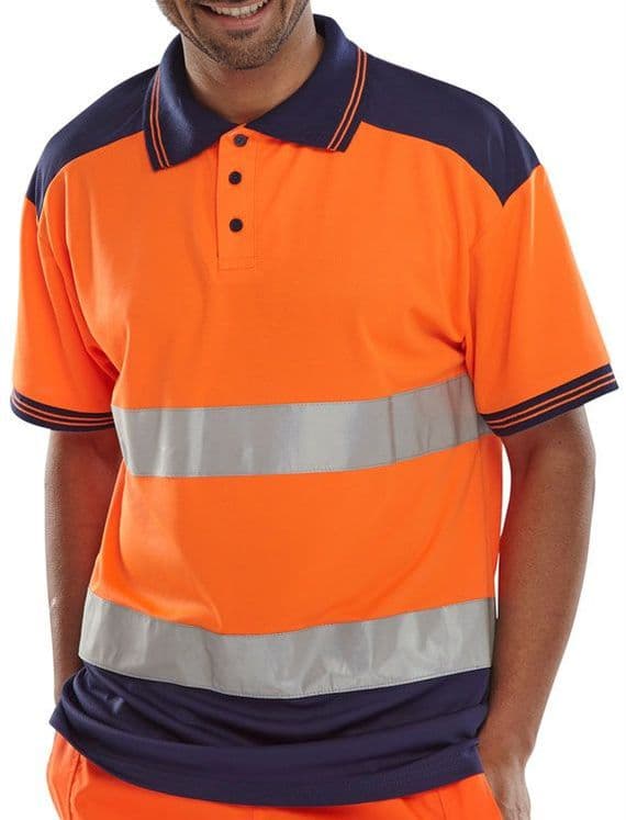 BSeen Hi Vis 2 Tone Orange & Navy Polo Shirt | Workwear101.com