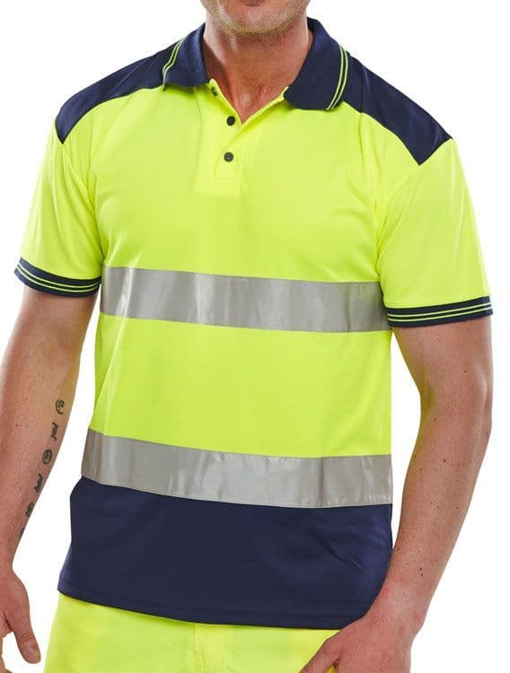 BSeen Hi Vis 2 Tone Yellow & Navy Polo Shirt | Workwear101.com