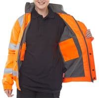 BSeen Hi Vis Orange Fleece Lined Bomber Jacket | Workwear101.com
