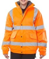 BSeen Hi Vis Orange Fleece Lined Bomber Jacket | Workwear101.com