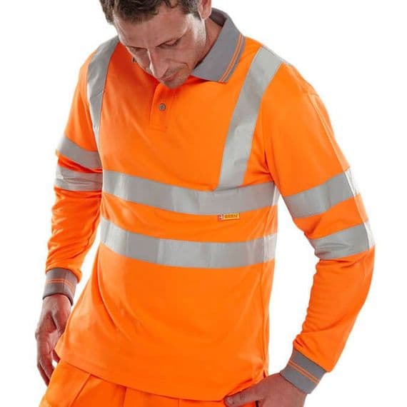 BSeen Hi Vis Orange Long Sleeve Polo Shirt | Workwear101.com