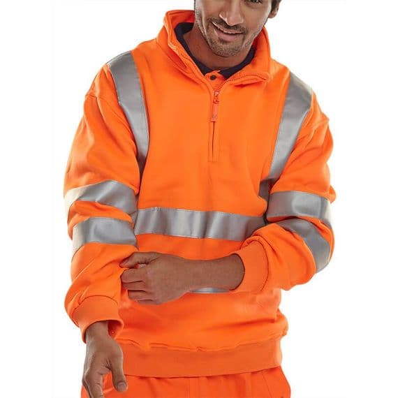 BSeen Hi Vis Orange Quarter Zip Sweatshirt | Workwear101.com