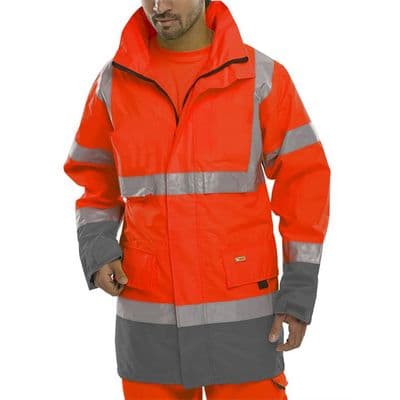 BSeen Hi Vis Red / Grey Traffic Jacket