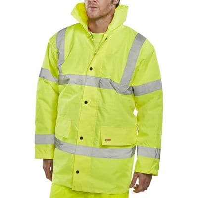 BSeen Hi Vis Yellow Constructor Traffic Jacket
