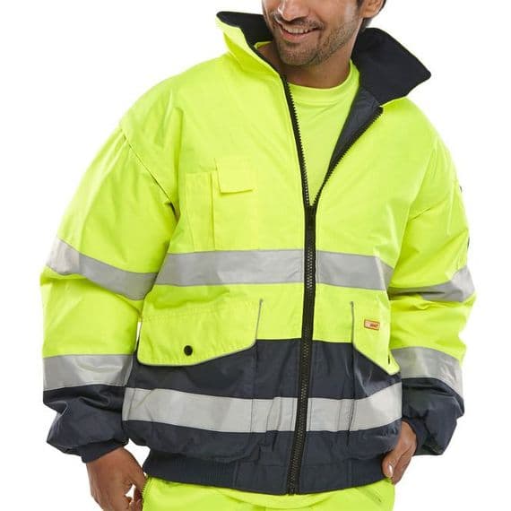 BSeen Hi Vis Yellow Europa Bomber Jacket | Workwear101.com
