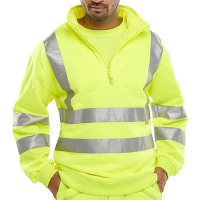 BSeen Hi Vis Yellow Quarter Zip Sweatshirt