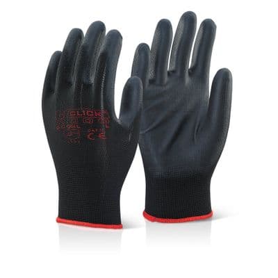 Click 2000 EC9BL Black PU Gloves - 100 Pairs