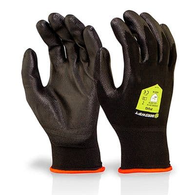 Click 2000 PUGGY PU Coated Black Gloves - 100 Pairs