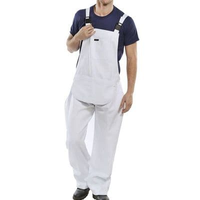 Click Cotton Drill White Bib and Brace
