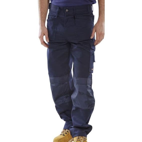 Click Premium Navy Multi-Purpose Trousers | Workwear101.com
