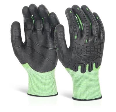 Glovezilla Cut Resistant Fully Coated Impact Green Gloves - 5 Pairs