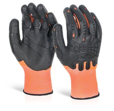 Glovezilla Cut Resistant Fully Coated Impact Orange Gloves - 5 Pairs