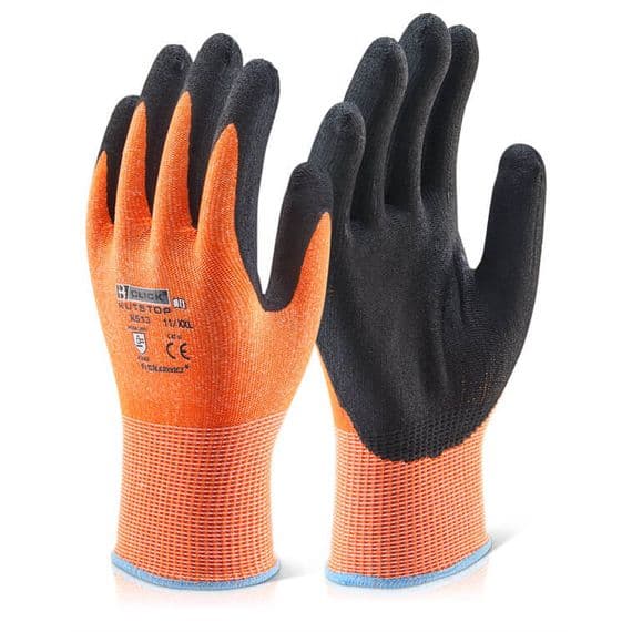 Kutstop Micro Foam Nitrile Amber Cut 3 Gloves | Workwear101.com