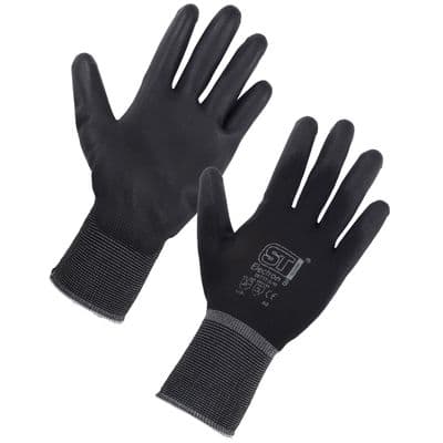 Supertouch Black Electron PU Fixer Gloves - 120 Pairs