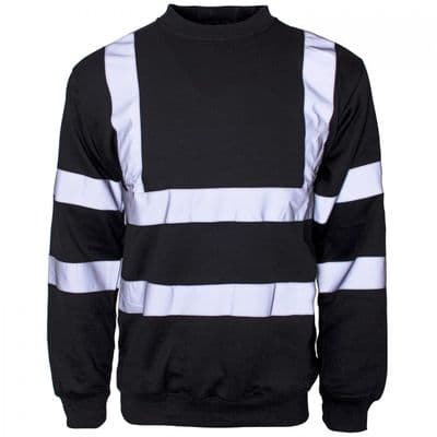 Supertouch Black Hi Vis Crew Neck Sweatshirt