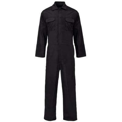 Supertouch Black Polycotton Coverall Boilersuit