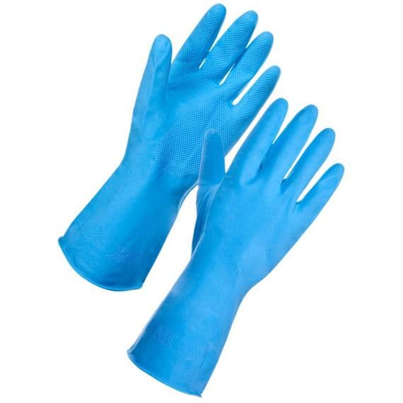 Supertouch Blue Household Latex Cleaning Gloves - 144 Pairs | Workwear101.com