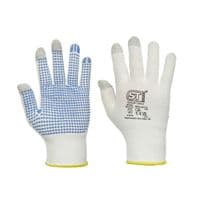 Supertouch Dotted Palm Touchscreen White Grocer Gloves - 120 Pairs | Workwear101.com