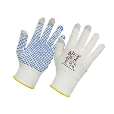Supertouch Dotted Palm Touchscreen White Grocer Gloves  - 120 Pairs