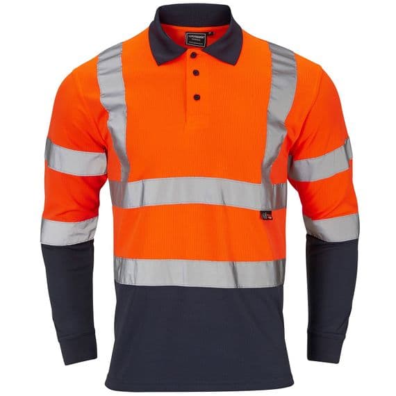 Supertouch Hi-Vis 2 Tone Orange Long Sleeve Polo Shirt| Workwear101.com